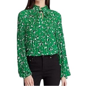 Lauren Ralph Lauren Green Floral Blouse